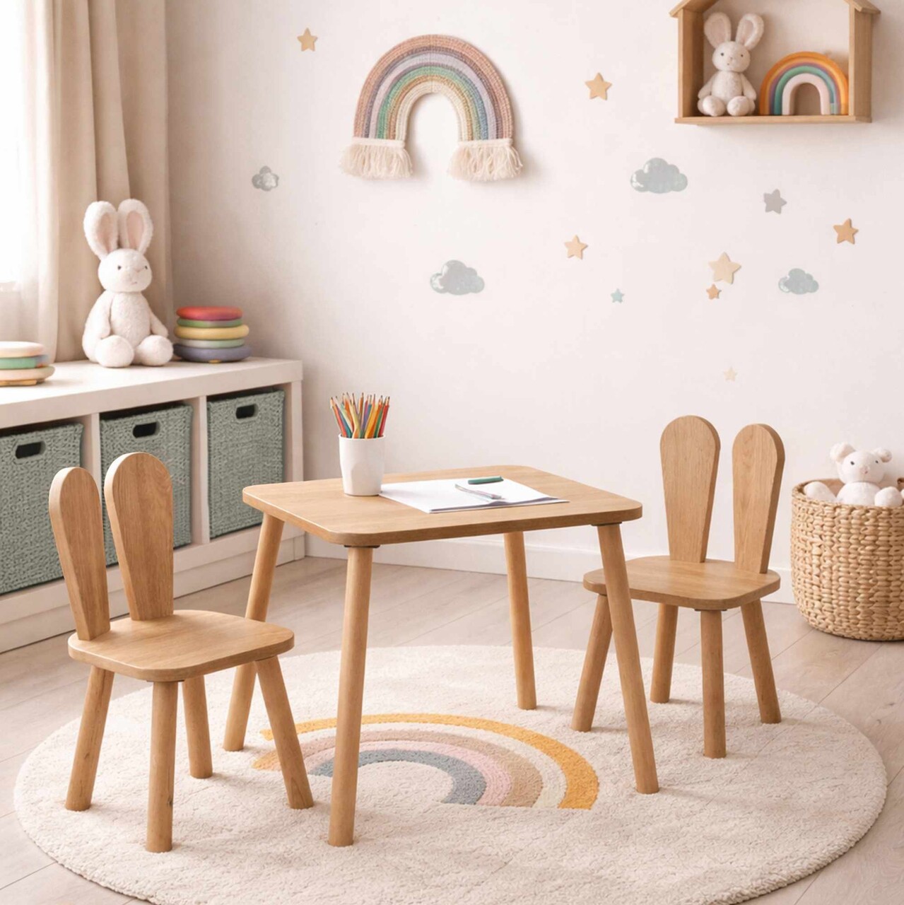 Set masa si scaun pentru copii, Hanah Home, Tavsan, Maro - imagine 6